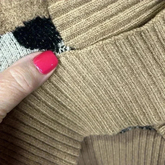Entro Womens Sweater S Brown Black White Animal Print Pullover Open Back w/Tie - Picture 10 of 14